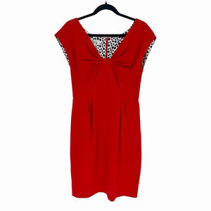 Maggie London Cap Sleeve Lined Sheath Dress Red with Pockets Womens Size 10 EUC